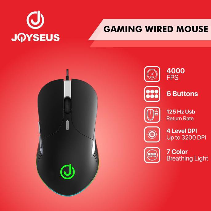 Gaming Mouse JOYSEUS RGB 3200DPI LED USB Professional - MS0005