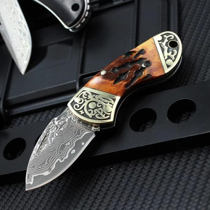 PISAU LIPAT HANDMADE DAMASKUS MINI / PISAU SURVIVAL DSFG46316