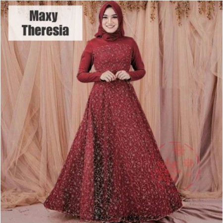 Ashanty Gown baju pesta Brokat Tabur mutiara velvet