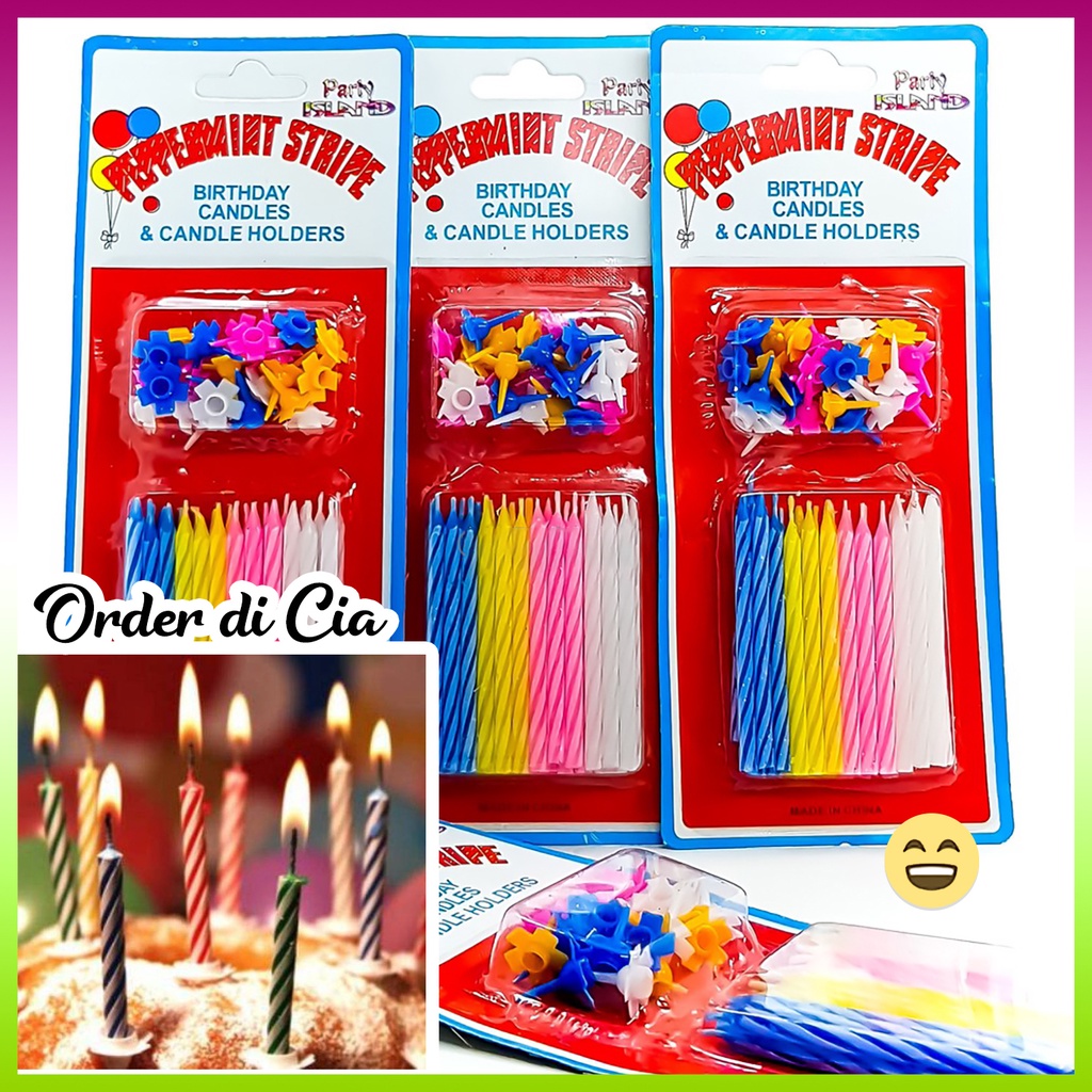 Jual Lilin Ulang Tahun Isi Ultah Spiral Ulir Per Pack Birthday Candle Cia Shopee Indonesia