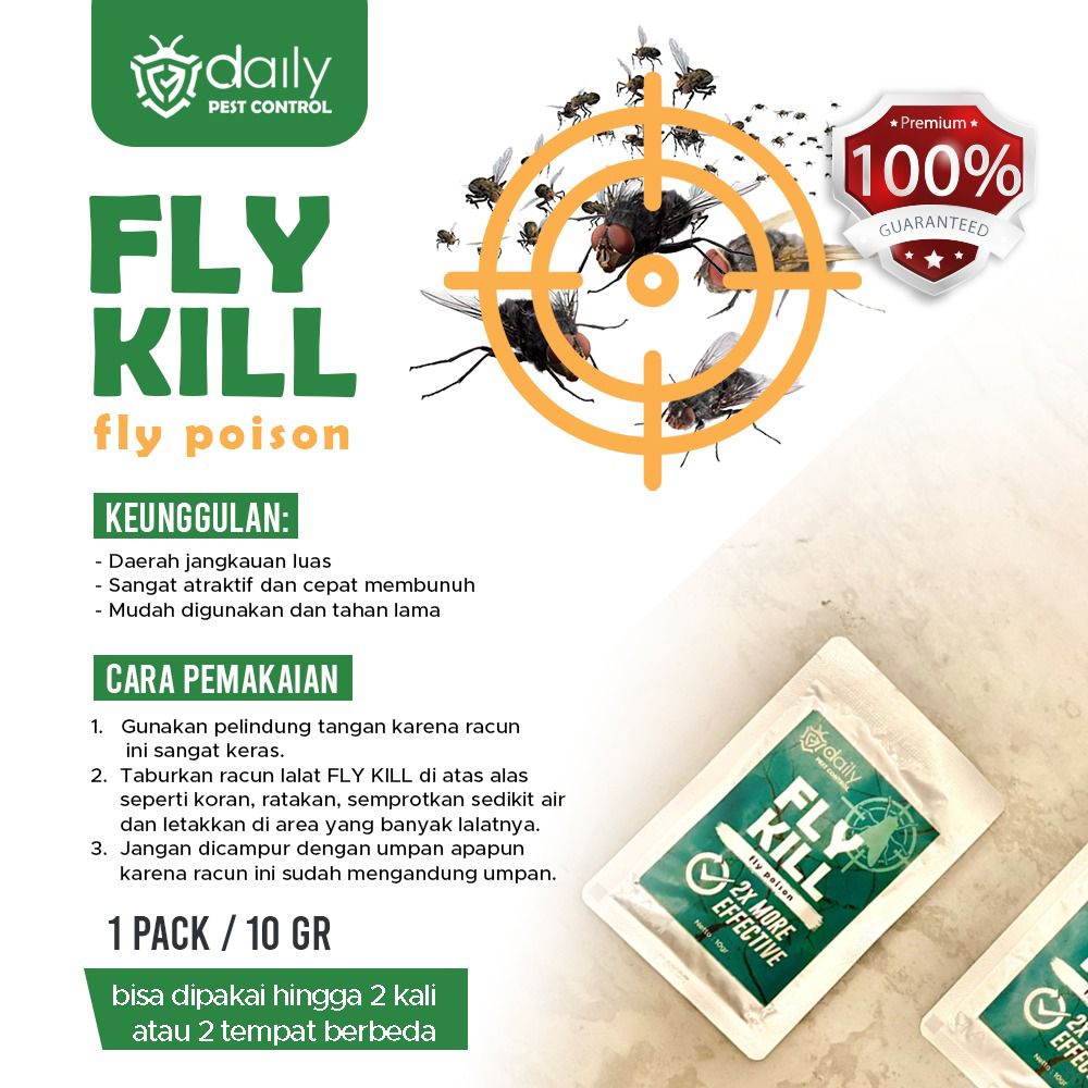 RACUN LALAT DAILY FLY KILL Umpan Serbuk Usir Anti Laler Flies Killer Poison Repellent Perangkap Lalat