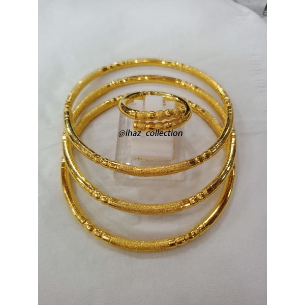 Gelang Keroncong Set Cincin Lilit Lapis Mas Penang