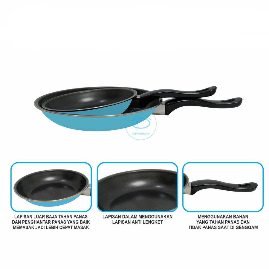 MASPION Frypan 18/23 cm Fancy - 2 Set Panci FryPan Anti Lengket