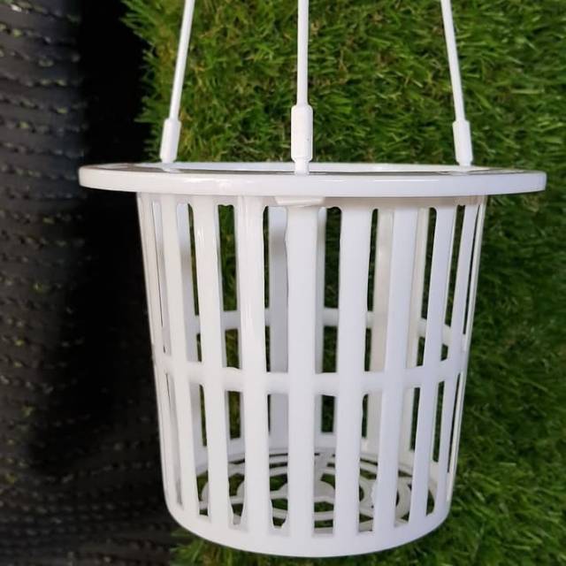 Pot bunga anggrek 14cm + gantungan - anggrek bulat PUTIH