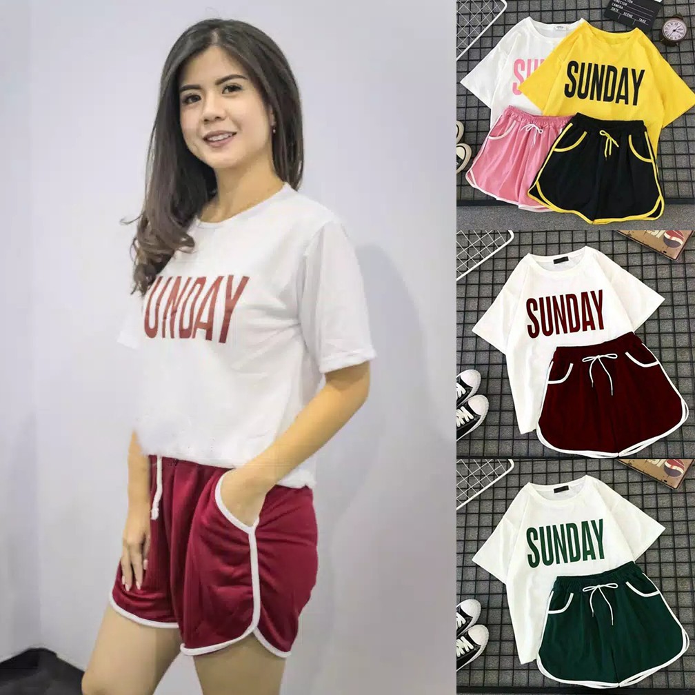 MakeGrosir - SETELAN WANITA SUNDAY BAJU + CELANA