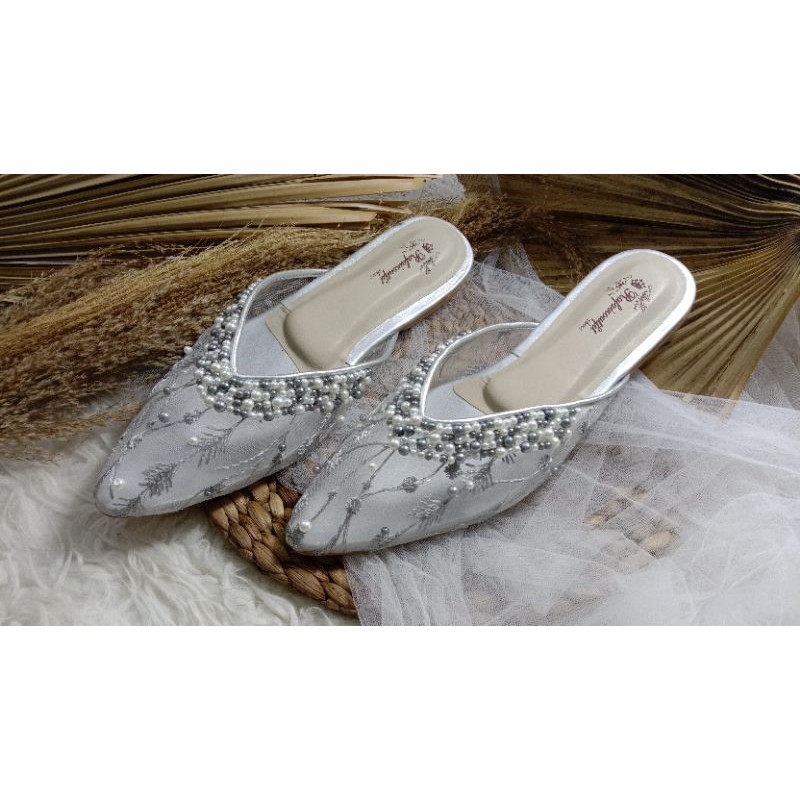 flatshoes wanita silver sandal cantik wanita