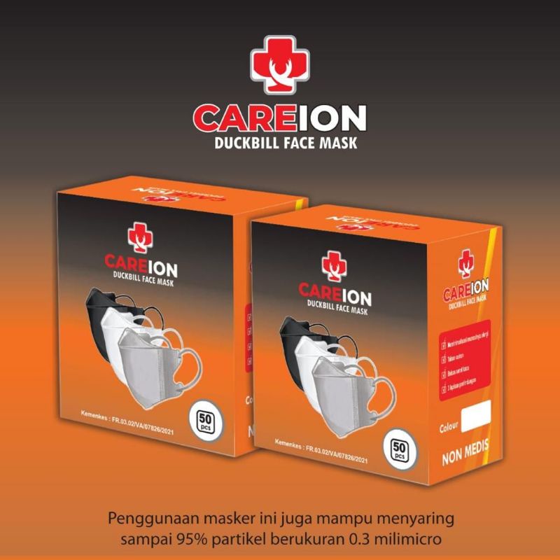MASKER DUCKBILL HITAM 50 PCS/Masker DUCKBILL CAREION DEWASA Face Mask Masker 3ply Duck Bill CAREION 