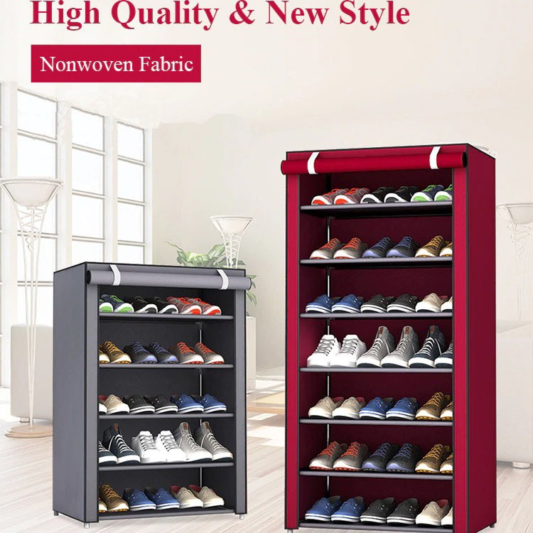 Rak Susun Perapi Sepatu Sandal Multilayer Shoe Rack Cloth Cabinet Storage 9 Layer gray Abu abu