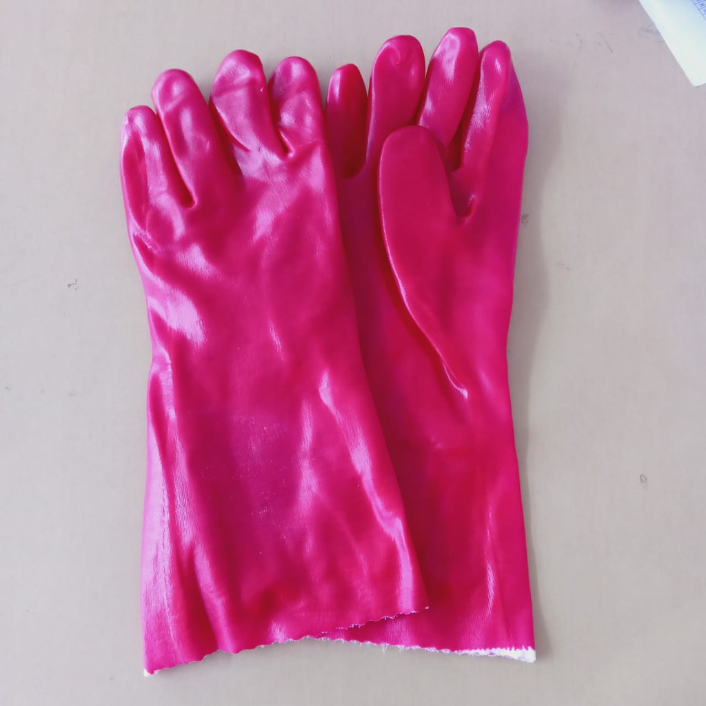 Sarung tangan PVC RED GLOVE 35 CM murah/ Sarung Tangan PVC terlaris