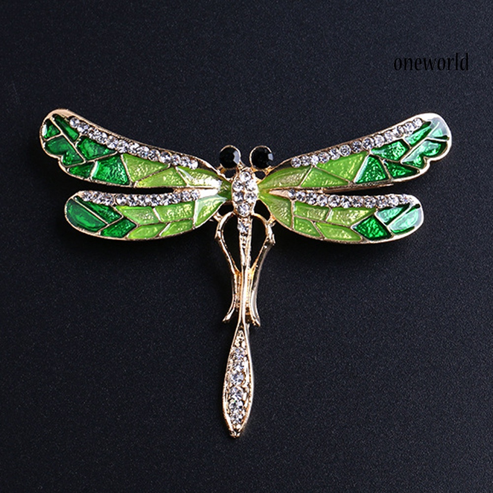 OW@ Fashion Women Dragonfly Shiny Rhinestone Brooch Pin Jewelry Scarf Accessory