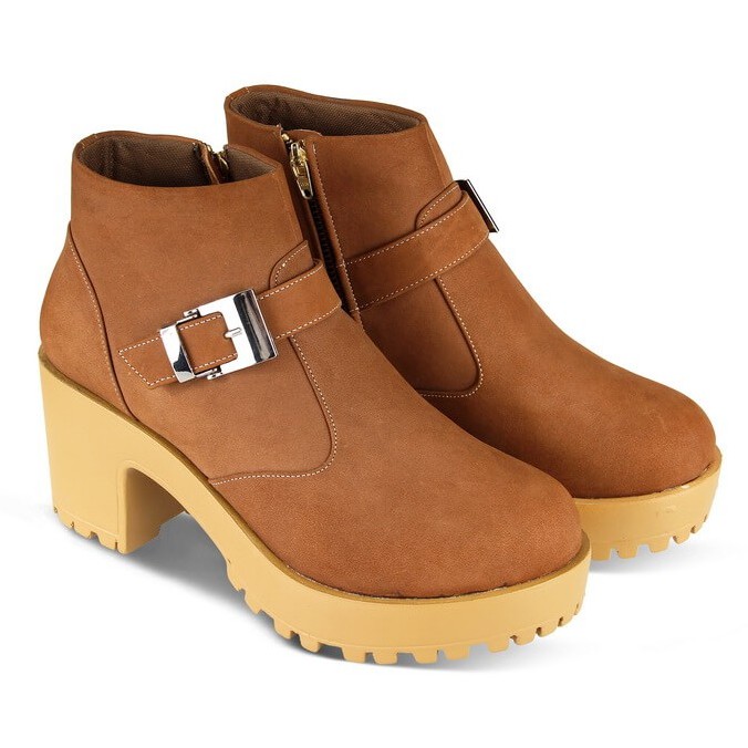 Sepatu Boots Wanita Kulit - Sepatu Safety Wanita - Boots Wanita Trendy - Boots Heels Fashion Wanita