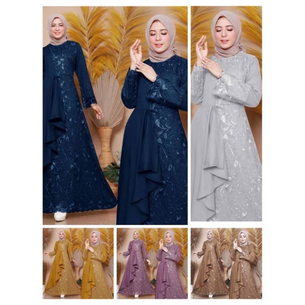 Gamis zolana tile brukat mutiara/long drees