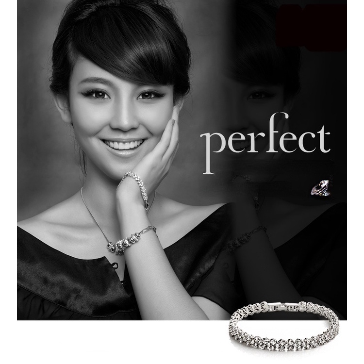 Gelang Kristal Zircon Bahan Stainless Steel Warna Silver Untuk Wanita