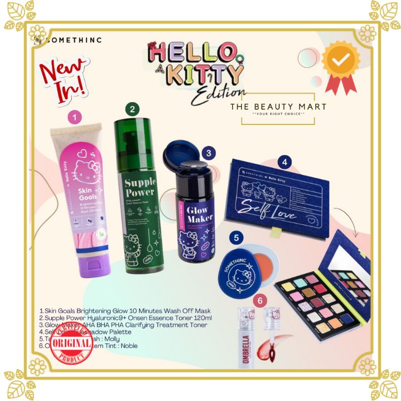 SOMETHINC  Hello Kitty Edition | Ombrella Lop Totem Tint - Noble | Suppler Power 120ml | Glow Maker 100ml | Self Love Eyeshadow Palette | Skin Golas Brightening Glow Wash Off | Hello Kitty x Somethinc