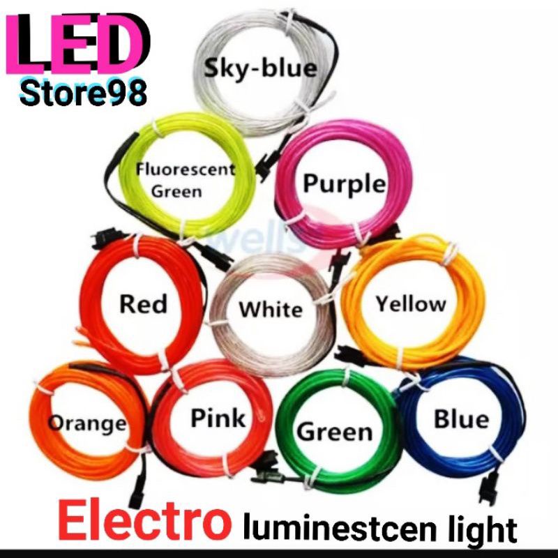 LAMPU LED NEON EL WIRE METERAN + KONEKTOR ( Terpasang )