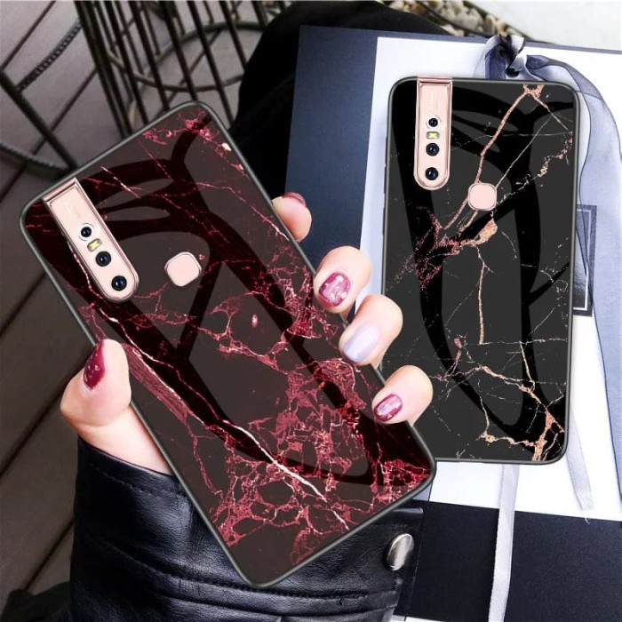 Produk Terbaru Marble Glass Case For Vivo V15 Vivov15 Back Cover Casing