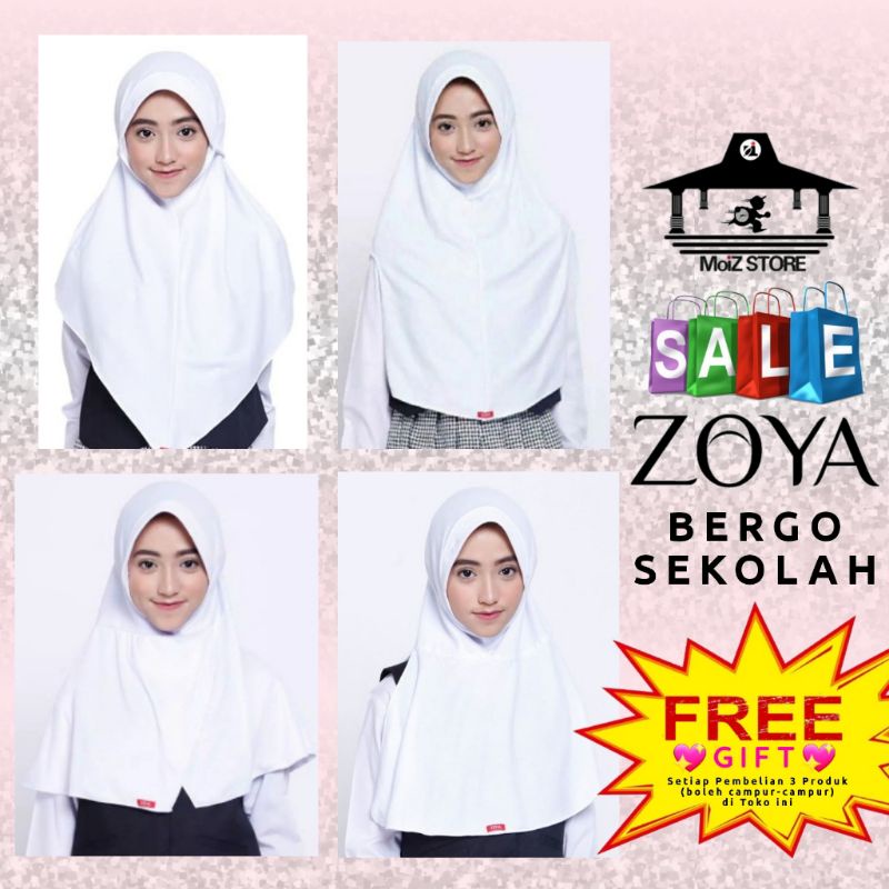 Zoya Bergo Jilbab Hijab Kerudung Krudung Sekolah SD SMP SMA Ceria Cermat Cerdas Cemerlang Kreatif Pr