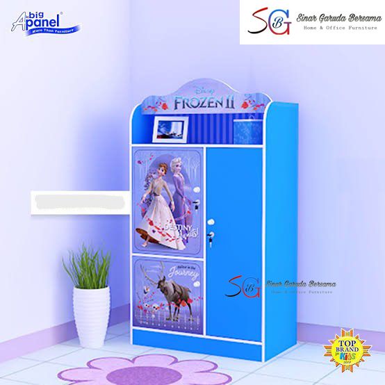 LEMARI PAKAIAN ANAK KARAKTER FROZEN TERBARU / LEMARI ANAK CEWEK FROZEN BIRU