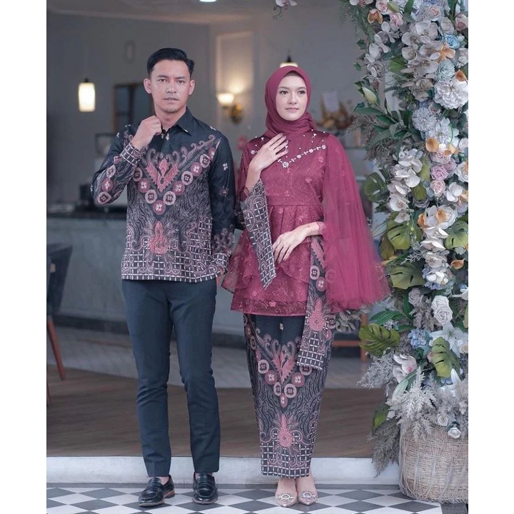 Batik Couple Kebaya Batik Couple Ayudia Bonus hijab