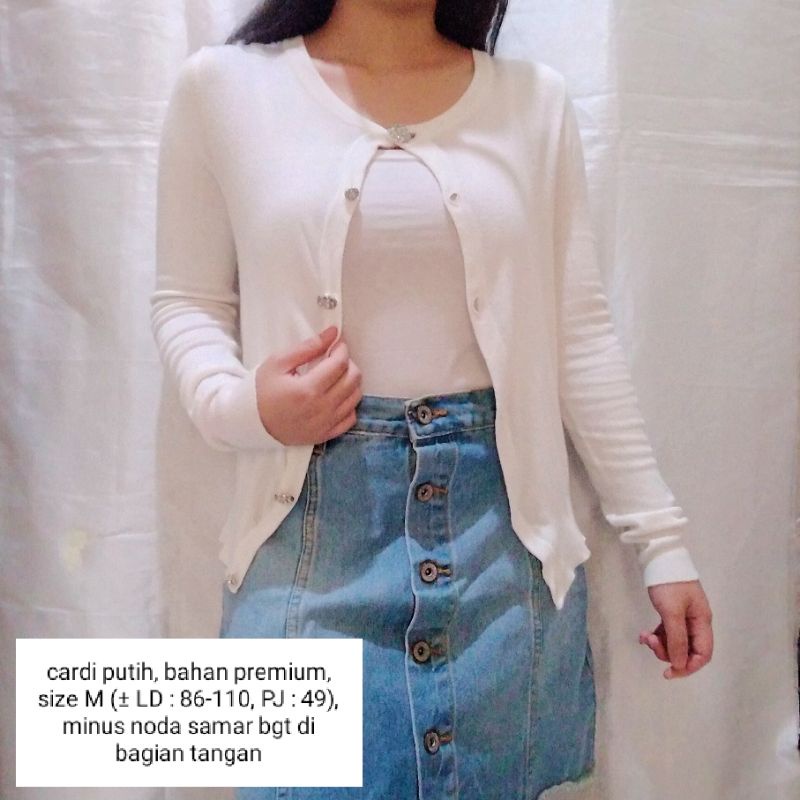 NEW STOCK‼️THRIFT Cardigan Vest Rajut Premium Pastel Kepang Cable Branded Academia Ketupat Argyle Murah-cardi putih premi