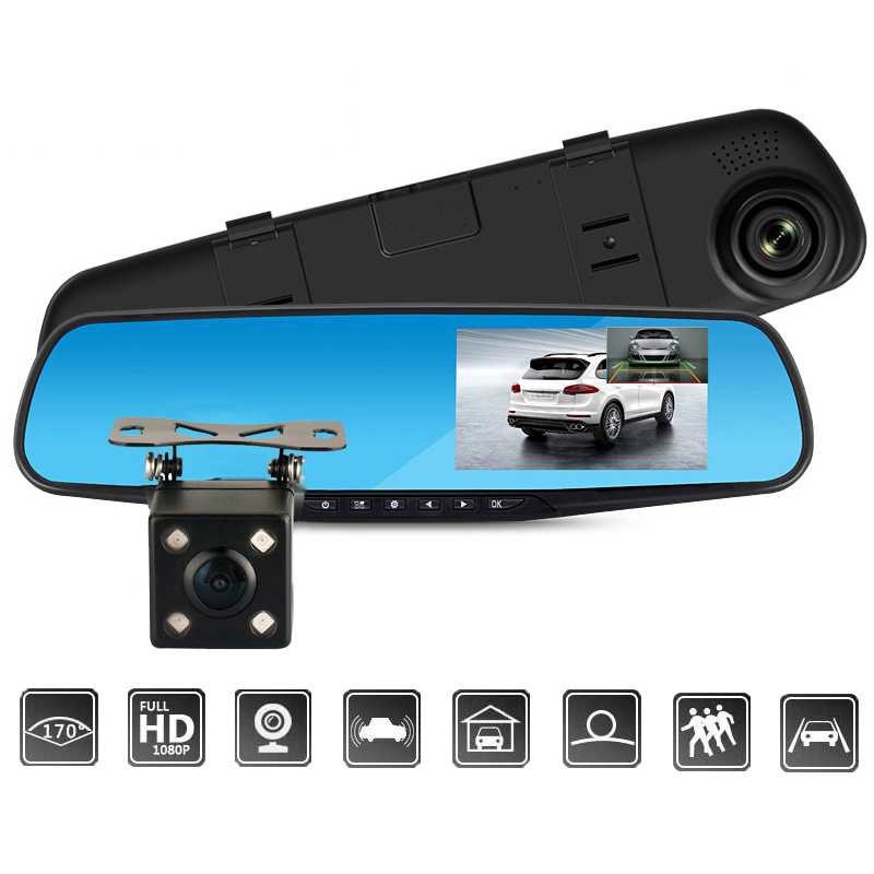 （COD)Mobil Spion Kamera Dashcam Mobil Depan Belakang Dual Camera 1080P 4.3 Inch Mobil Spion Kamera Parkir Mundur Night Vision Car Mobil