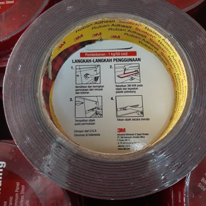 

PEREKAT-PENGIKAT- DOUBLE TAPE 3M VHB 24 MM X 4,5 M / FOAM TAPE / 3M MERAH ORIGINAL -PENGIKAT-