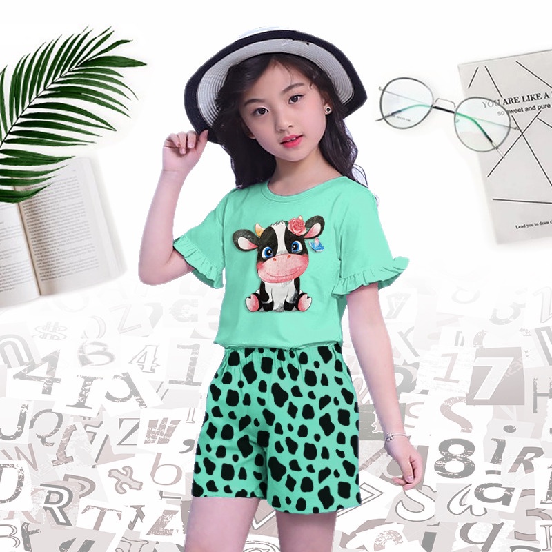 RILLO - SETELAN ANAK PEREMPUAN MODEL TANGAN TEROMPET COW 1 - 7 TAHUN FASHION KOREA