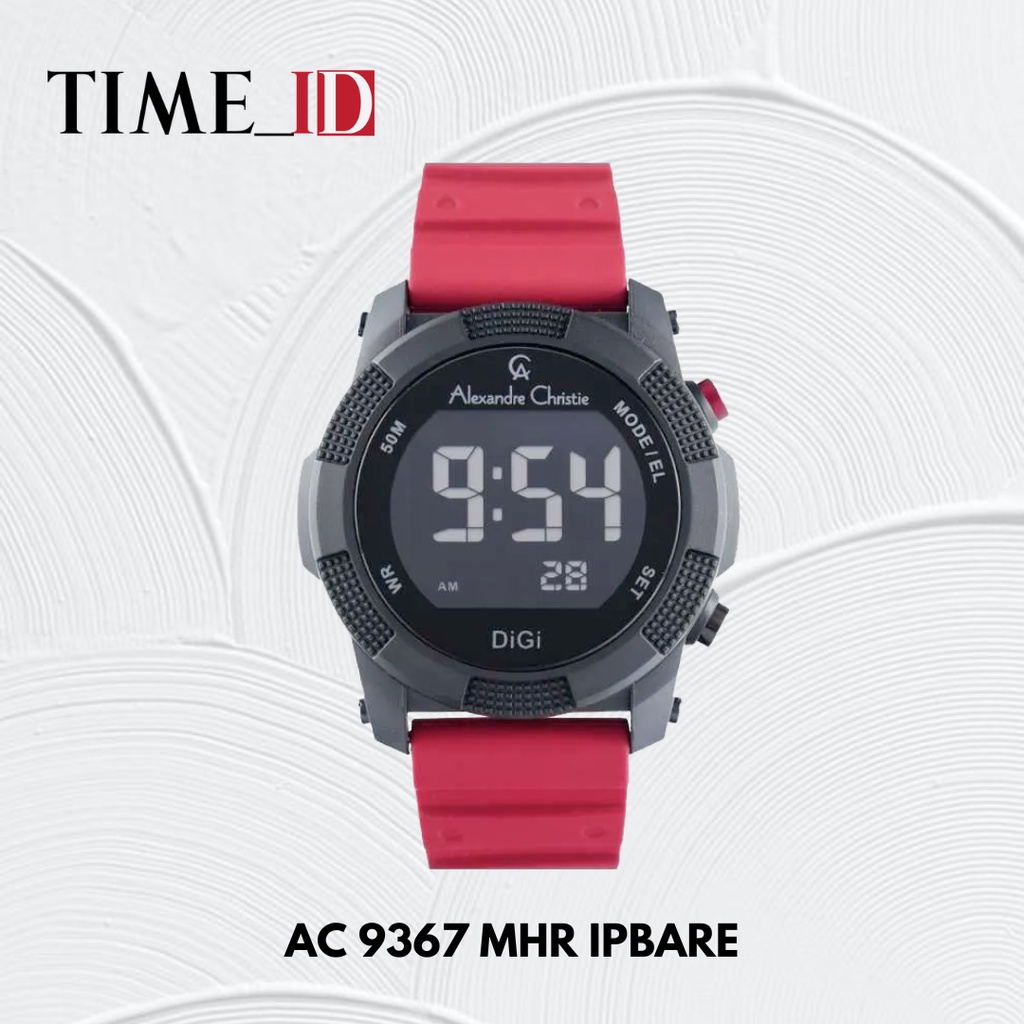 Jam Tangan Alexandre Christie AC 9367 DIGITAL BLACK RED UNISEX