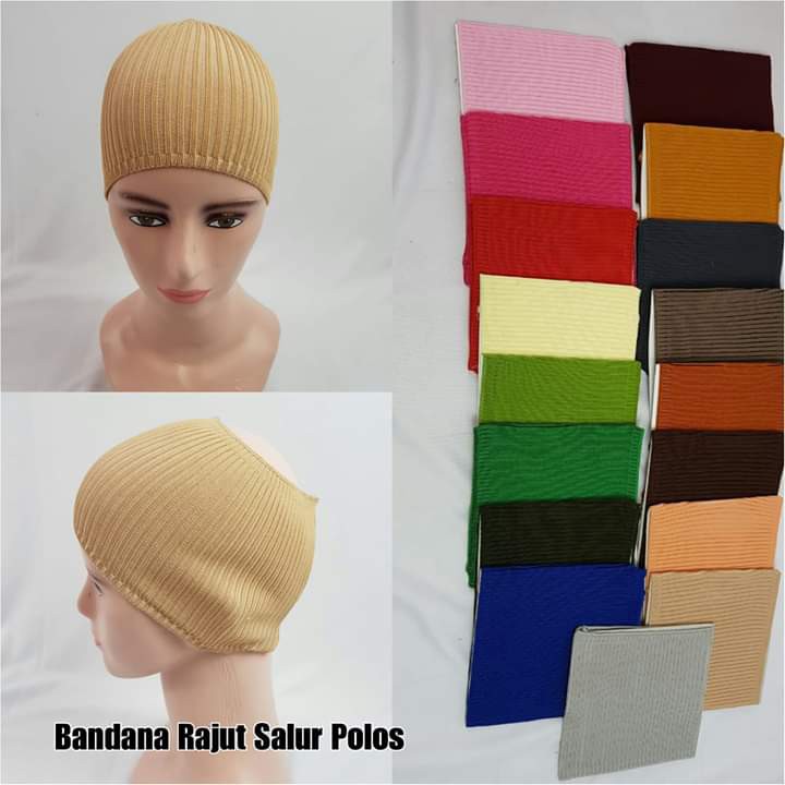 Ciput / Bandana Rajut Polos 1 Warna Komplit