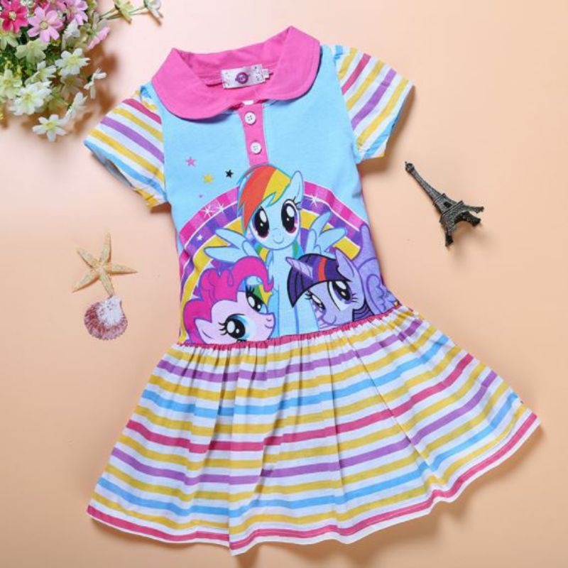 TERUSAN BAJU ANAK 3 TAHUN PEREMPUAN DRESS RAINBOW DASH