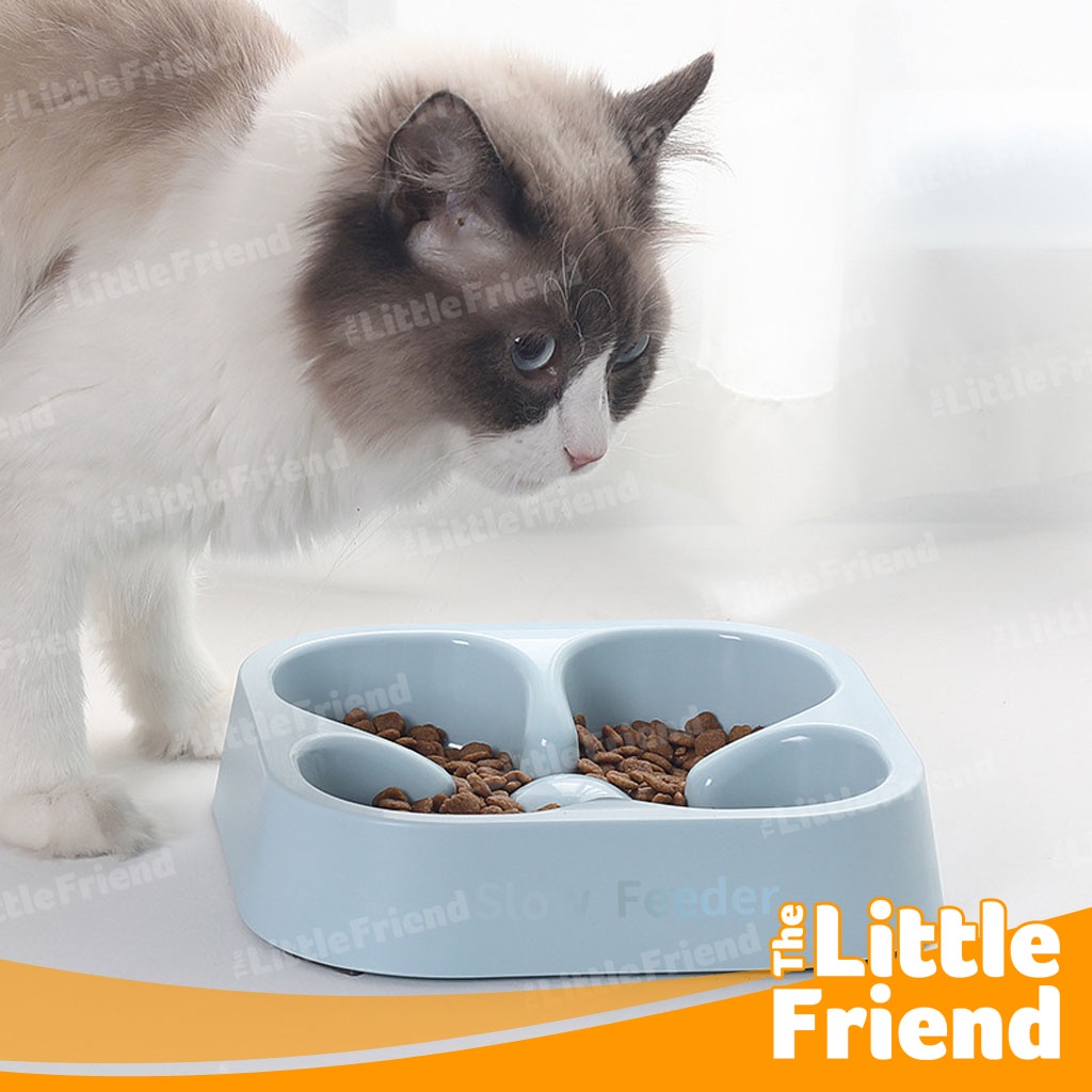 Slow Feeder Pet Bowl Anjing Kucing Anti Tersedak Non Slip Clover Stripes Baris