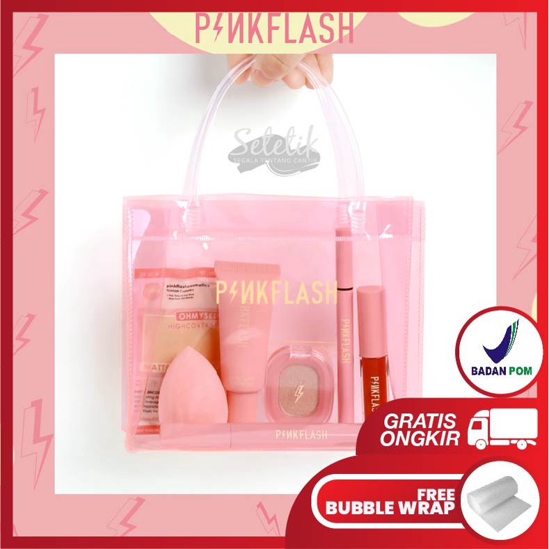 [ORI] PINKFLASH PVC PINK Hand bag Gift bag Waterproof PVC Travel pouch Cosmetic pouch transparent ba