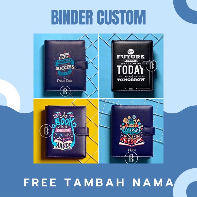 

Binder Custom Quotes FREE Tambah Nama 20ring A5 / 26ring B5 / 6ring A6 Planner Agenda