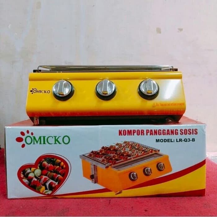 Kompor Grill Bbq Panggangan Sosis OMICKO 3 Kran/ 3 Tungku LR-Q3-B