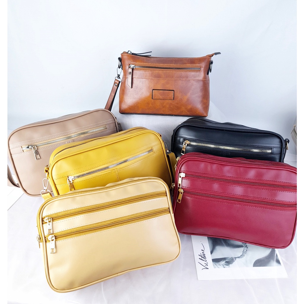 Tas Selempang Wanita Vintage Kulit Gaya Retro Polos Clutch Wristlet KT041 KT042 KT043 KT089 KT090 KT091 KT107