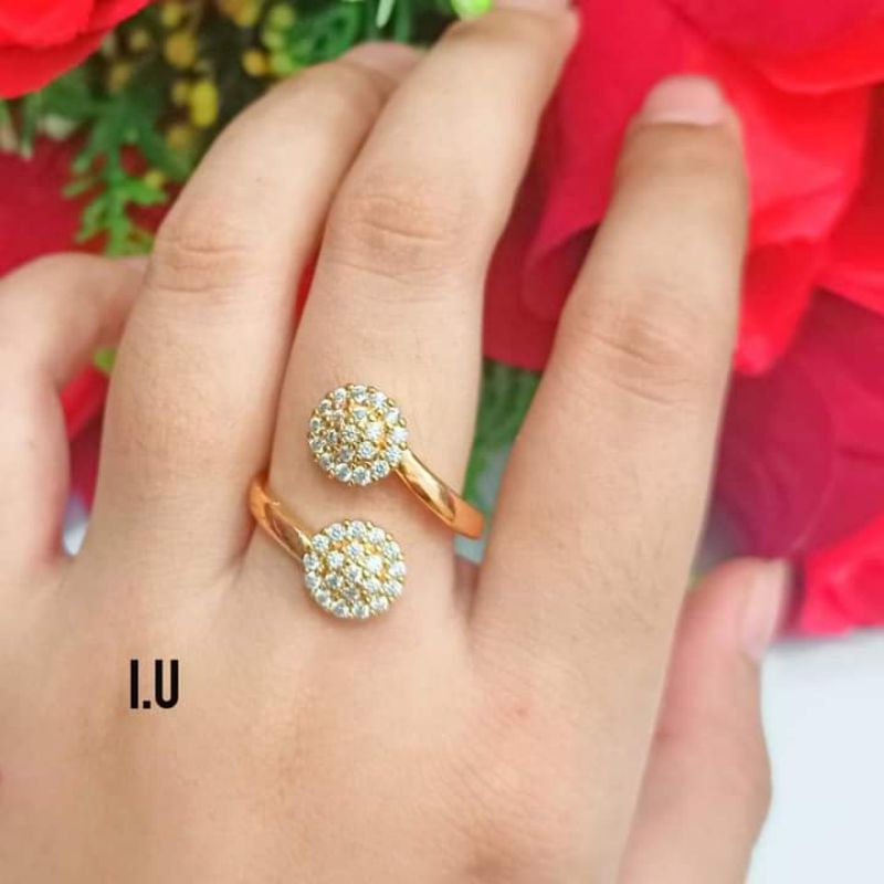 Cincin Dewasa Permata Full Perhiasan Wanita Gold Modern (COD)