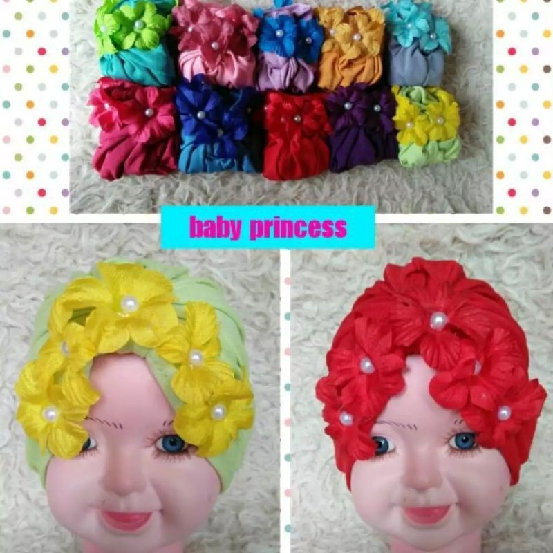 Turban Princess Anak Bayi Usia 0-3 Tahun | Ciput Baby New Born | Bandana Baby Girl Newborn Import Premium Lucu Perempuan