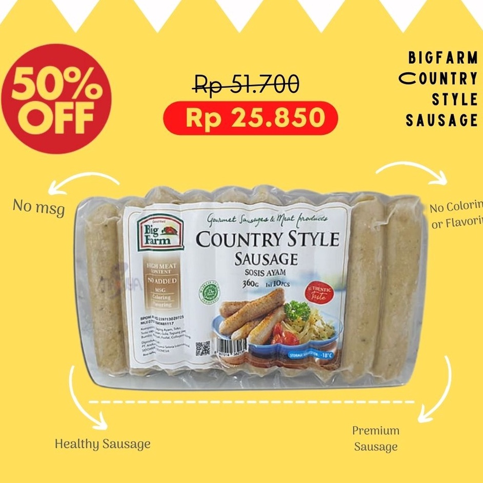 

BIG FARM COUNTRY STYLE SAUSAGE 360GR (10pcs) - F0378