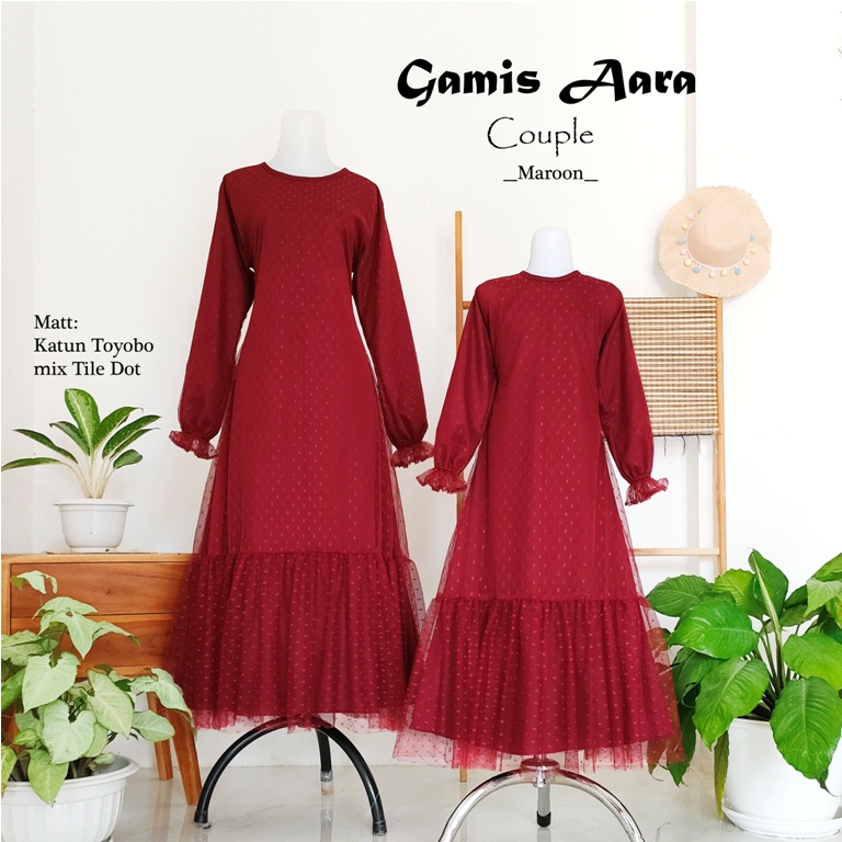 Gamis Aara Maroon | Baju Unik | Gamis lebaran murah | Gamis lebaran keluarga | Gamis couple family | Gamis toyobo | Gamis anak dan dewasa terbaru | seragam lebaran keluarga