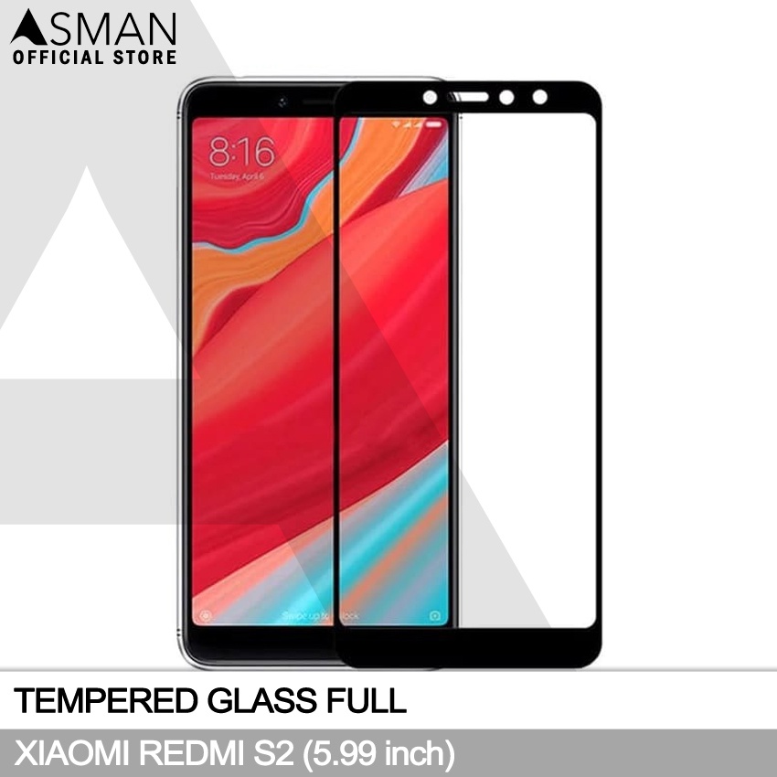 Tempered Glass Full Xiaomi Redmi S2 (5.99&quot;) | Anti Gores Kaca - Hitam