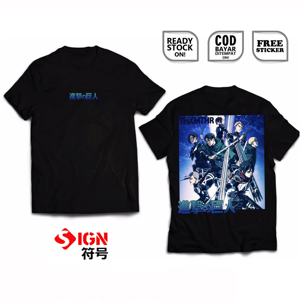 KAOS ANIME ATTACK ON TITAN SHINGEKI NO KYOJIN SNK AOS MANGA BAJU JEPANG EREN JAEGER MIKASA ACKERMAN