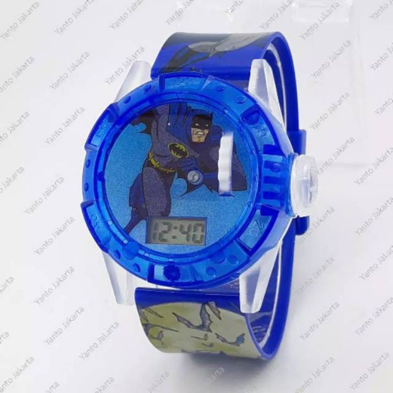 (Cod)Jam Tangan Anak&quot; Laser Batman Melody Lampu Strap Rubber(Dikirim Jakarta)