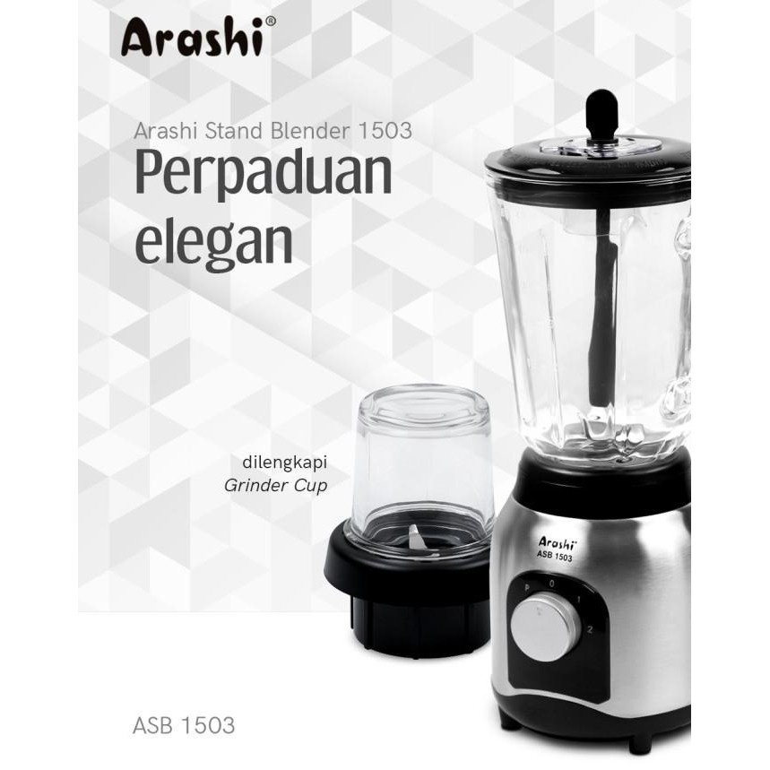 Arashi Stand Blender ASB 1503 Pelumat/ Jar Kaca/ 3 Mode Kecepatan