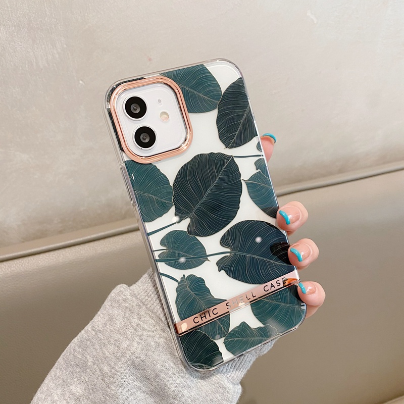 High-end electroplating Casing iPhone 12 11 Pro Max X XR XS XS 7 8 Plus SE 2020 Silicone Flowers and leaves Case soft tpu  casing-2