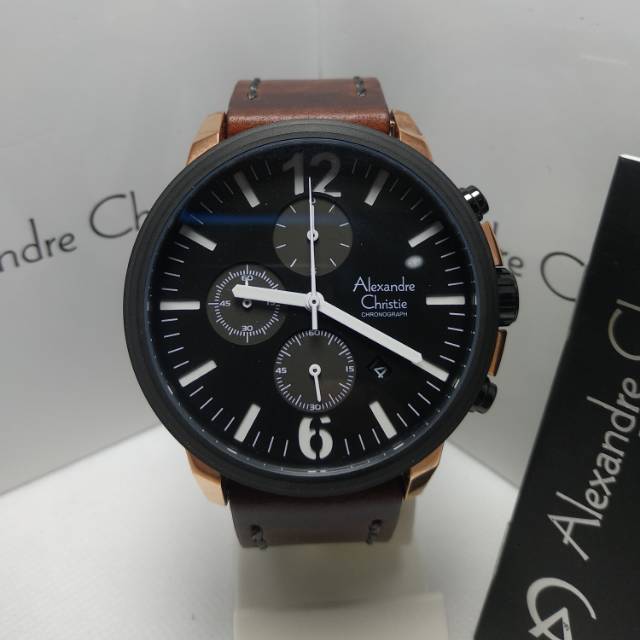 Jam tangan pria Alexandre Christie AC 6267MC Rosgold Original