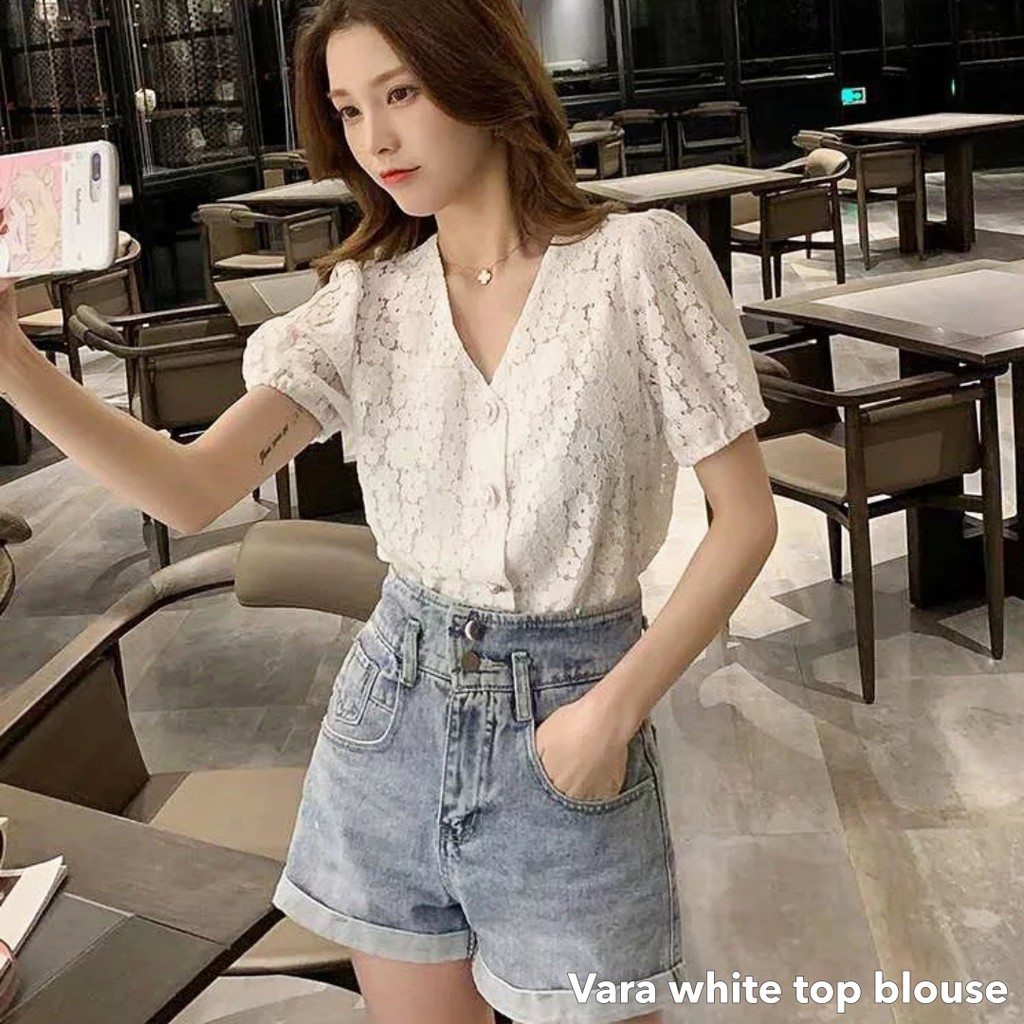 Vara white top blouse -Thejanclothes