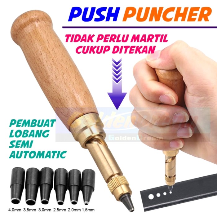 

Push Hole Puncher Pembolong Lobang Tekan Lubang Screw Punch Pelubang Japanese Screw Punch Alat Pembolong Tali Pinggang Kulit Kertas Busa