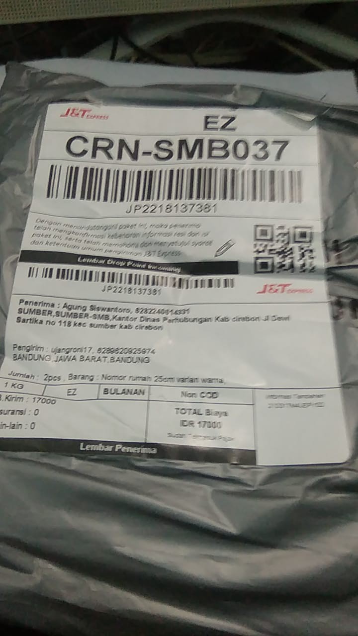 Nomor Rumah 25cm Varian Warna