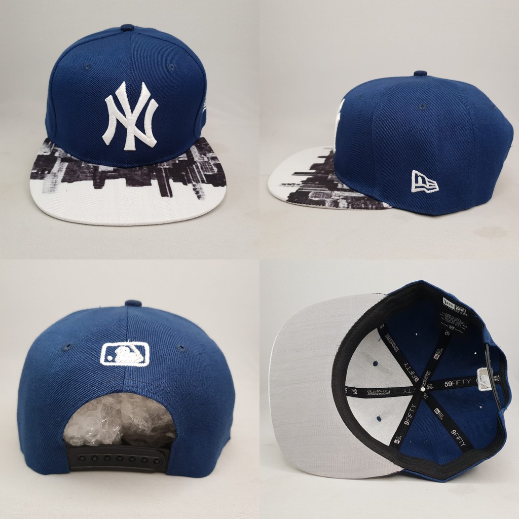 TOPI SNAPBACK NY  NAVY VISOR PUTIH HITAM