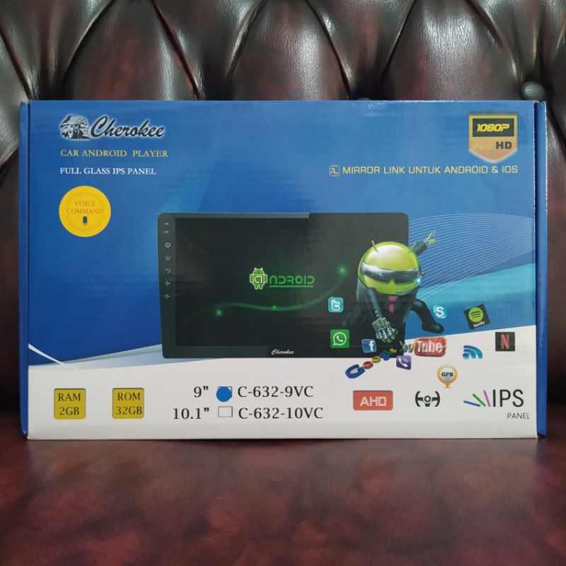 Head Unit Android 9 Inch 2gb 32gb Cherokee Double din IPS Panel